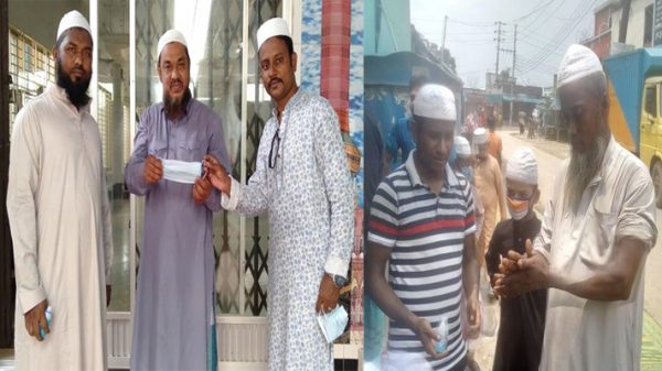 ফতুল্লা মানবকল্যাণ সংস্থার উদ্যোগে মুসল্লিদের স্যানিটাইজার ও মাস্ক বিতরণ