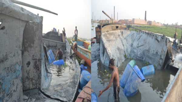 ১৫ মাস পরে বুড়িগঙ্গায় ডুবে যাওয়া বাল্কহেড উদ্ধার